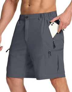 Mens Hiking Cargo Shorts with 6 Zipper Pockets 9" Quick-Dry Lightweight Short... - Picture 1 of 7