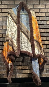 La Fiorentina Equestrian Rex Faux Fur Brown Shawl~Made in Italy~New With Tags! - Picture 1 of 15