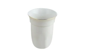 Bicchiere Ricambio Porta Scopino Wc Ceramica Bordi Dorati Bagno Accessori dfh - Foto 1 di 1