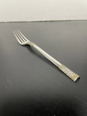 Wallace Sterling Silver “Golden Aegean Weave”,  Dinner Fork, 8”, Gold Accent - Image 1 of 4
