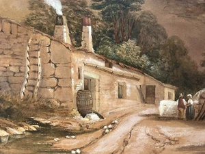 Manner of James Baker Pyne 1800-1870 - Edifici agricoli in una valle - Un bel lavoro - Foto 1 di 24