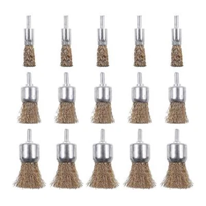 15 Pack Brass Coated Wire Brush Wheel & Cup Brush Set with 1/4-Inch Shank 3 S... - Picture 1 of 7