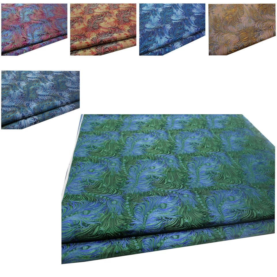 Faux Silk Brocade(Peacock Feather)Jacquard Damask Kimono Fabric Material*Bn4 - Image 1 of 4