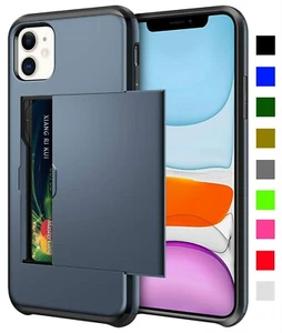 Card Holder Shockproof Wallet Phone Case For iPhone 12 11 X 8 7 6 5 SE Pro Max - Picture 1 of 15