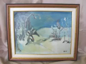 1990s ORIGINAL WINTER LANDSCAPE OIL ON CANVAS PAINTING SIGNED T.MOMCHILOV - Picture 1 of 12