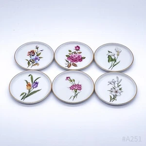 Juego de 6 posavasos de porcelana Fürstenberg n.º 02531 con decoración floral y borde dorado - Imagen 1 de 12