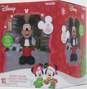 Christmas Disney 6 ft Light Up Mickey Mouse with Wreath Airblown Inflatable NIB - Picture 1 of 1