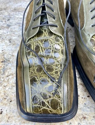 Oxford COCODRILO GENUINO Hecho a Mano VERDE OLIVA España AVVENTURA HOMBRE Talla 16 De Colección Foto 1 de 4