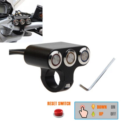 Manillar Moto Tres Interruptor de Control Botón Faro Freno Momentáneo LED Foto 1 de 4