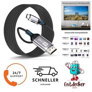USB-C auf HDMI Kabel, 4K UHD, Thunderbolt 3/4 für MacBook, iPad, Galaxy - Bild 1 von 1
