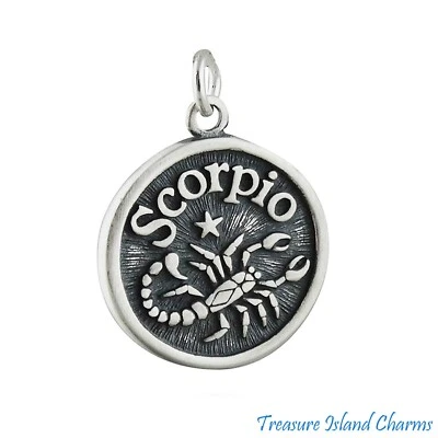 Dije o colgante de plata esterlina maciza 925 con rasgo apasionado signo del zodiaco de Escorpio Foto 1 de 4