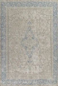 Antiker handgeknüpfter Distressed Muted Area Teppich gleichmäßig niedrig Stapel Wolle 10x13 - Bild 1 von 12