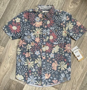 New with Tags VANS Boys Short-Sleeve Floral Button-Down Shirt ~ Size Small (8) - Picture 1 of 2