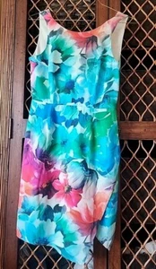 Vestido SILK YUMI KIM S Pequeño Azul Verde Acuarela Estampado Floral Grande Imitación Envoltura Usado en Excelente Condición - Imagen 1 de 7