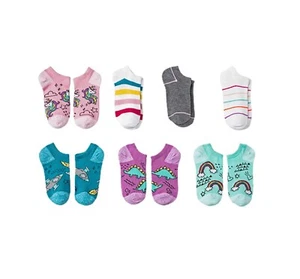 Cat & Jack Girls No Show Socks Colorful Unicorns Rainbows Dinosaurs L 3-10 - Picture 1 of 1