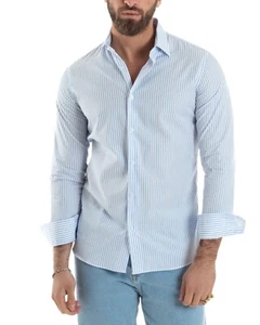 Camicia Uomo Cotone Slim Fit Casual Basic Rigata Bicolore Vari Colori GIOSAL - Foto 1 di 114