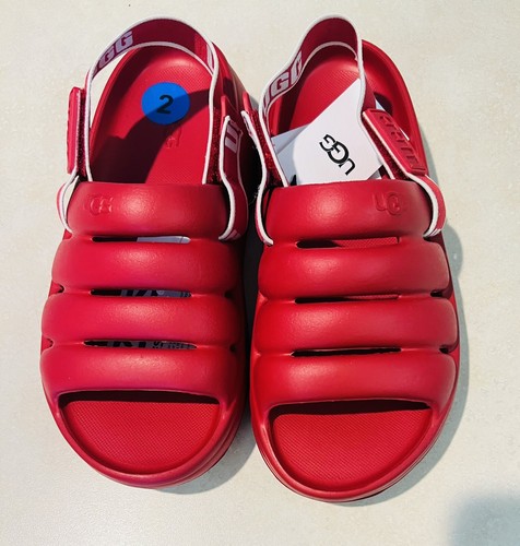 UGG Kids Sport Yeah Slides size 2 Red NWT