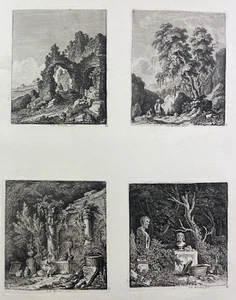 Franz Edmund Weirotter, Gebäude Landschaften Italien 4 Radierungen um 1760 - Bild 1 von 7