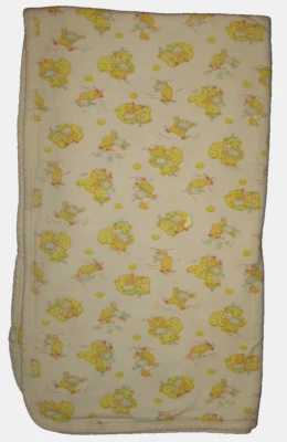 Manta infantil vintage CARTER'S de algodón suave tejida amarilla circo animales y payasos Foto 1 de 4