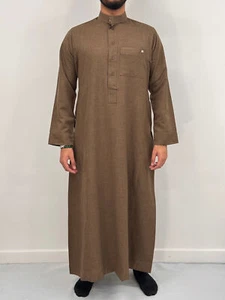 Hombre Invierno Saudi Thobe - Marrón - Imagen 1 de 2