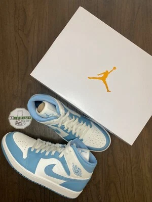Jordan 1 Mid UNC Women’s (2022) Size 12W/10.5M, DS, BQ6472-141 - Image 1 of 4