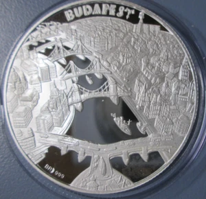 Orszaghaz Budapest Medaillon 31,1 Gramm 999 Silber Ungarisches Parlamentsgebäude - Bild 1 von 5