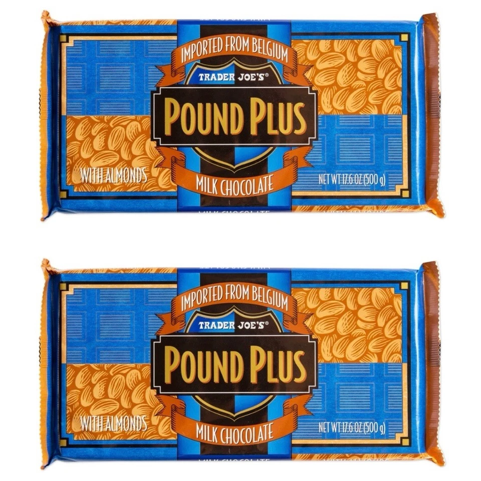 2X TRADER JOE'S POUND Milk CHOCOLATE with Almonds (2 HUGE PACKS) Exp 10/26 - Image 1 of 4