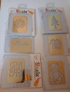 Lot of 6 Sizzix Simple Impressions Embossing Folders Bear Tree Presents Flower++ - Bild 1 von 14