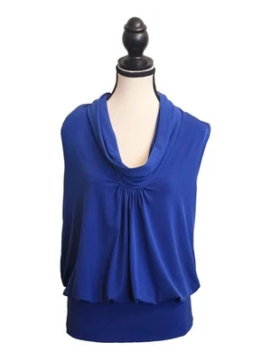 Blusa Express para mujer sin mangas con cuello de capucha azul real #728A Foto 1 de 4