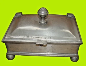 Zinnschatulle 1796 mit Herstellerstempel. Ca. 1,155 kg - Bild 1 von 7