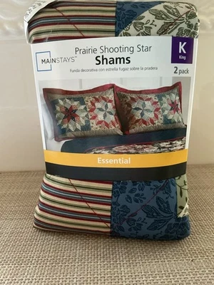 Mainstays Multicolor Pradera Estrella Fugaz Edredón Falso Funda de Almohada King Paquete de 2 Nuevo en Paquete Foto 1 de 4