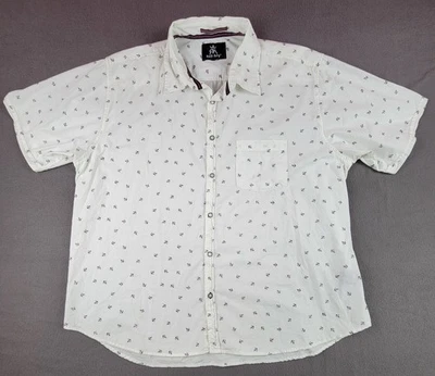 Red Ape Men's 4XL White With Anchors Button-Up Short Sleeve Casual Shirt - Image 1 of 4
