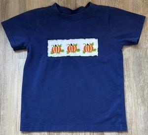 Smocking Dog Boutique Smocked Pumpkin SS Shirt Sz 4 - Picture 1 of 4