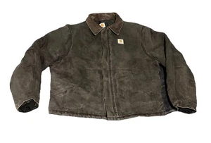 J02 Black Detroit style Carhartt Jacket Quilted Beautiful Faded Insulated XL-2X - Picture 1 of 24