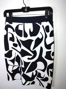 Joseph Ribkoff Size 4 Black & White Abstract Maximalist Siren Pencil Skirt - Picture 1 of 10