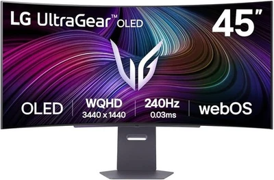 45" LG UltraGear 45GX90SA-B - 3440x1440 - 240Hz - OLED - 65W USB-C. - Bild 1 von 3