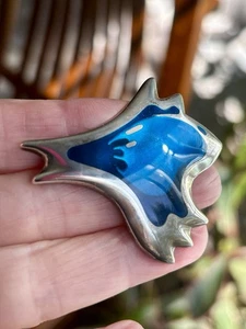 Geo Jensen Henning Kopel Enamel Amoeba Pin Brooch Vintage Blues Danish Denmark - Picture 1 of 5