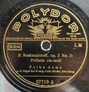 Feike Asma Polydor Biem 67719 S. Rachmaninoff op.3 no.2 12" 78 - Picture 1 of 5