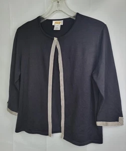 Talbots Damen 3/4 Ärmel schwarz Strickjacke Pullover Petite Gr.8   - Bild 1 von 4