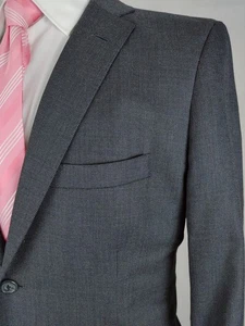 Tom James USA Herren 40R Wolle Grau Birdseye Maßanzug Sakko Blazer Arbeitsmanschette - Bild 1 von 18