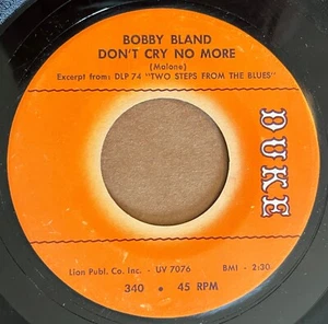 Bobby Bland-Don't Cry No More 45-1962 Soul-Duke Records - HEAR-SEHR GUTER ZUSTAND + - Bild 1 von 2