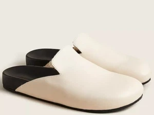 New J.Crew Pacific sherpa-lined leather Dusty Ivory Shoes Slippers Women Size 7 - Picture 1 of 1