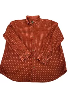 VINTAGE Eddie Bauer Men’s Size Large Tall Button Up Rust Corduroy Print Shirt - Picture 1 of 13