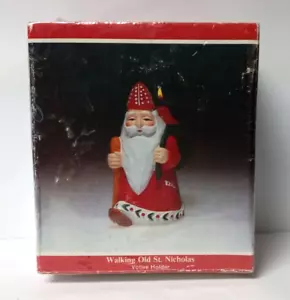 Walking Old St. Nicholas Santa Votive Holder Holiday Decor Cape Cod Christmas - Picture 1 of 4