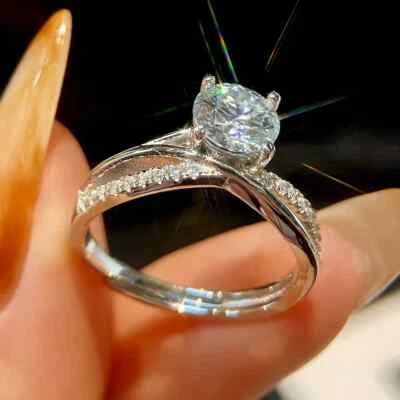 2Ct Round LabCreated Diamond Women Engagement Ring 14K White Gold Plated - Image 1 of 4