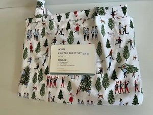 New Adairs Single Flat Sheet Only - Printed Christmas Marching Band - Picture 1 of 3