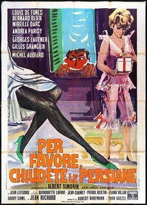 PER FAVORE CHIUDETE LE PERSIANE MANIFESTO LOUIS DE FUNES 1965 MOVIE POSTER 4F - Foto 1 di 1