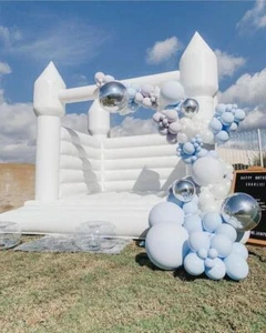 10ft White Inflatable Wedding Bouncy Castle Bounce House Jumping Bed Party Event - Picture 1 of 12