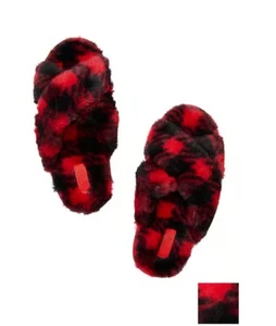 PINK Victoria's Secret faux fur slides slippers Women Size S 5-6 New. - Picture 1 of 4