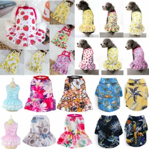 Small Pet Dog Cat Puppy Print Princess Dress Skirt Dog Clothes Vest Shirt Coat / - Picture 1 of 15